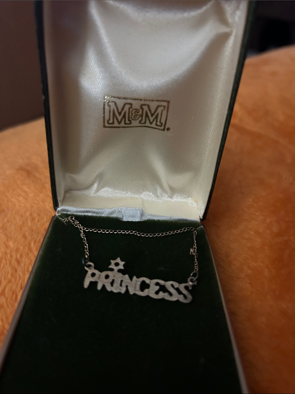 M&M 'PRINCESS' Silver Nameplate Necklace